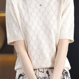 Round Neck Hollow Knit T-Shirt
