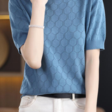 Round Neck Hollow Knit T-Shirt