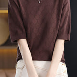 Round Neck Hollow Knit T-Shirt