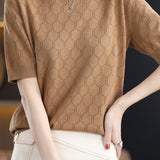 Round Neck Hollow Knit T-Shirt