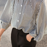 Puff Sleeve Striped Shirt