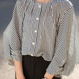 Puff Sleeve Striped Shirt