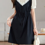 Faux Two-Piece Spliced Dress