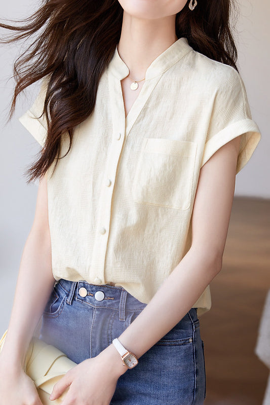 Solid Color Jacquard Shirt - liwisi