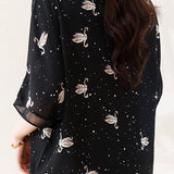 Swan Print Chiffon T-Shirt