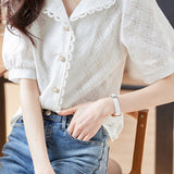 Vintage Lace Splicing Shirt