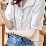 Vintage Lace Splicing Shirt