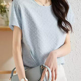 Textured Short Sleeve Chiffon Top