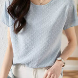Textured Short Sleeve Chiffon Top