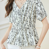 Elegant Casual V-Neck Ruffle Shirt