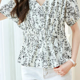 Elegant Casual V-Neck Ruffle Shirt