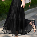 French Vintage Pleated Midi Skirt