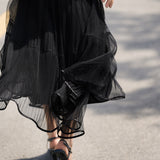 French Vintage Pleated Midi Skirt