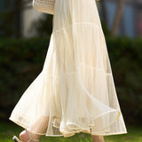 French Vintage Pleated Midi Skirt