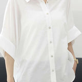 Batwing Sleeve Lapel Button-Up Shirt
