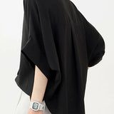Batwing Sleeve Lapel Button-Up Shirt