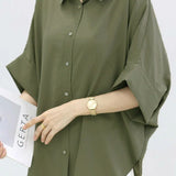 Batwing Sleeve Lapel Button-Up Shirt