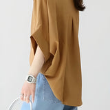 Batwing Sleeve Lapel Button-Up Shirt