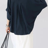 Batwing Sleeve Lapel Button-Up Shirt
