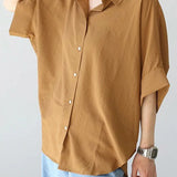 Batwing Sleeve Lapel Button-Up Shirt