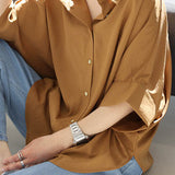 Batwing Sleeve Lapel Button-Up Shirt
