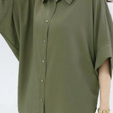 Batwing Sleeve Lapel Button-Up Shirt
