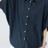 Batwing Sleeve Lapel Button-Up Shirt