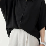 Batwing Sleeve Lapel Button-Up Shirt