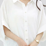 Batwing Sleeve Lapel Button-Up Shirt
