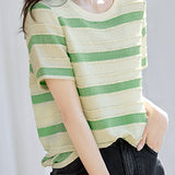 Fashion Striped Short Sleeve Knit T-Shirt