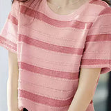 Fashion Striped Short Sleeve Knit T-Shirt