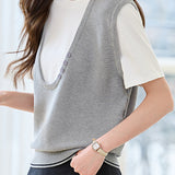 Stitching Faux Two-Piece Short Sleeve Top