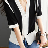 Minimalist Color Block Knit Sweater