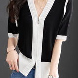 Minimalist Color Block Knit Sweater