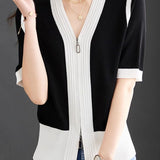 Minimalist Color Block Knit Sweater