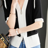 Minimalist Color Block Knit Sweater