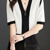 Minimalist Color Block Knit Sweater