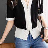 Minimalist Color Block Knit Sweater