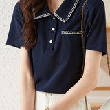 Casual Elegant Striped Polo Shirt