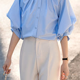 French Vintage Puff Sleeve Shirt