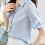 Satin Chiffon Short Sleeve Shirt