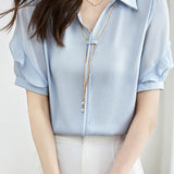 Satin Chiffon Short Sleeve Shirt