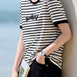 Casual Striped Short-Sleeve T-Shirt