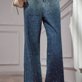 Fashion Gradient Rhinestone Jeans
