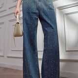 Fashion Gradient Rhinestone Jeans