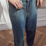 Fashion Gradient Rhinestone Jeans