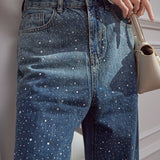 Fashion Gradient Rhinestone Jeans