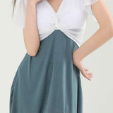 Color Block Skirted Swimsuit