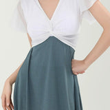 Color Block Skirted Swimsuit