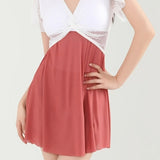 Color Block Skirted Swimsuit